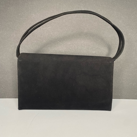 Vintage 1960's Coblentz Original Black Suede Purse Bag 9x 5.5 x2 Artichoke Clasp - Picture 3 of 14